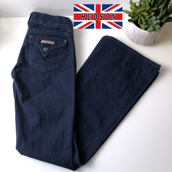 Hudson Flare Jeans Pinstripe Size 27 back flap - Picture 1 of 7